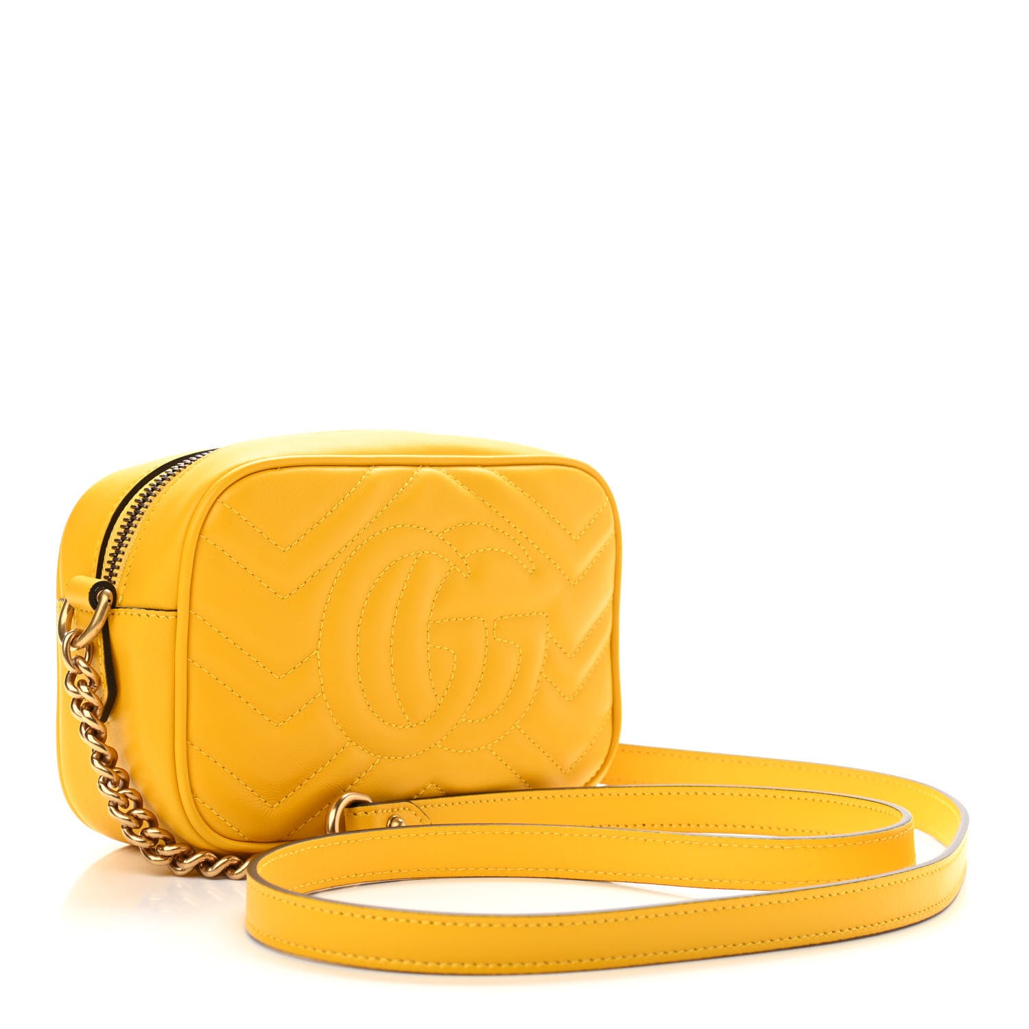 Gucci Calfskin Matelasse Mini GG Marmont Chain Shoulder Bag Stone Topaz 3 of 10