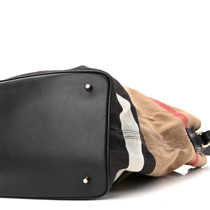 Burberry Canvas Mega Check Medium Ashby Hobo Black 11 of 15