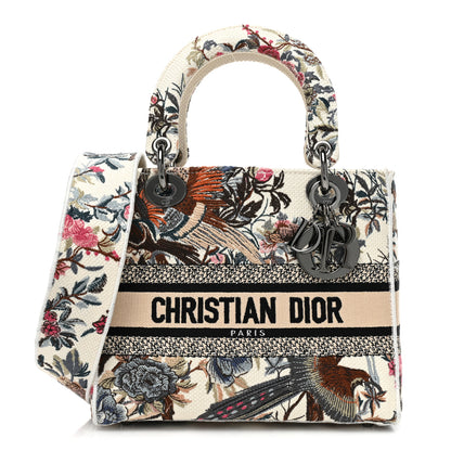 Christian Dior Canvas Embroidered Jardin D'Hive Medium Lady D-Lite Ecru Multicolor 1 of 9
