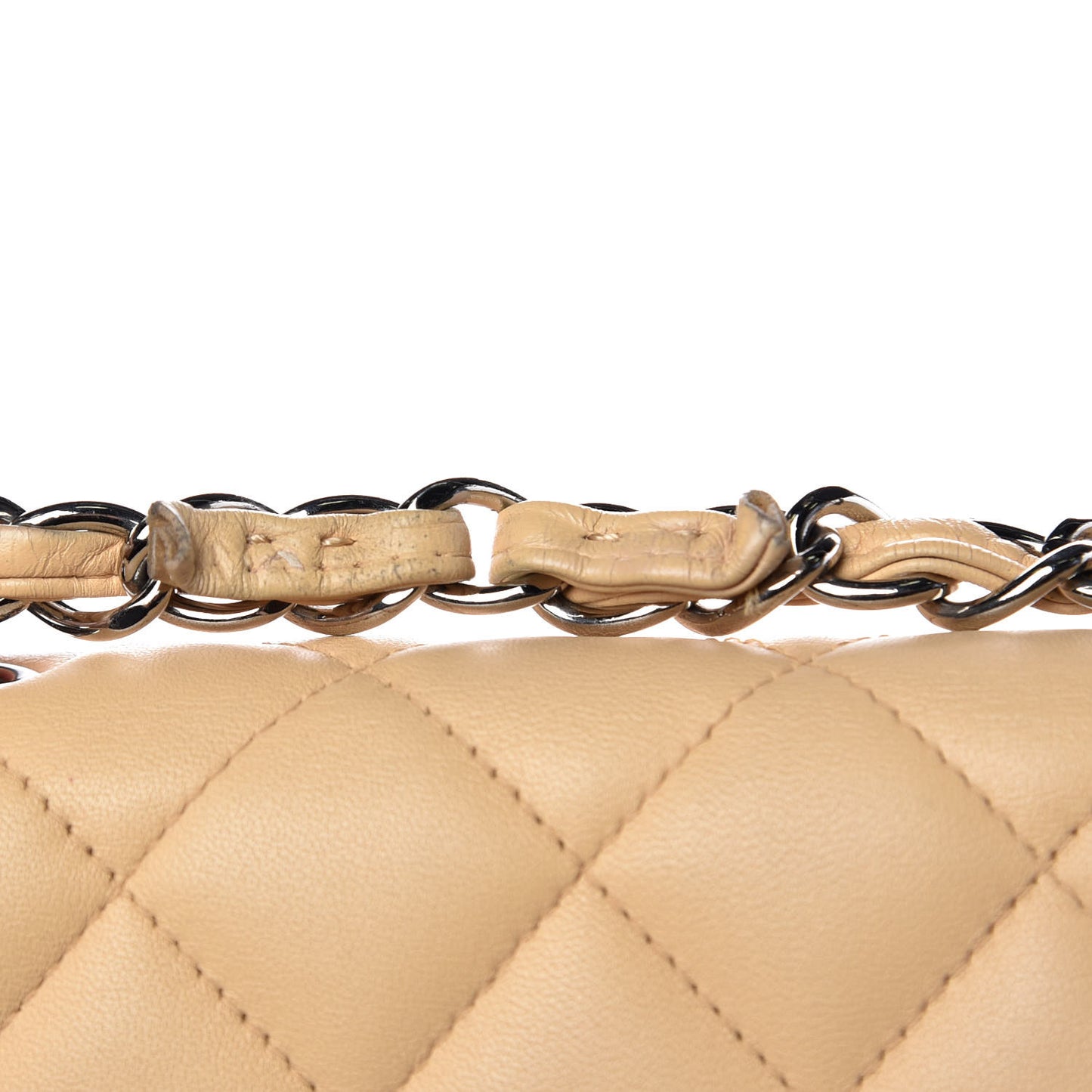 Lambskin Quilted Jumbo Single Flap Beige Clair