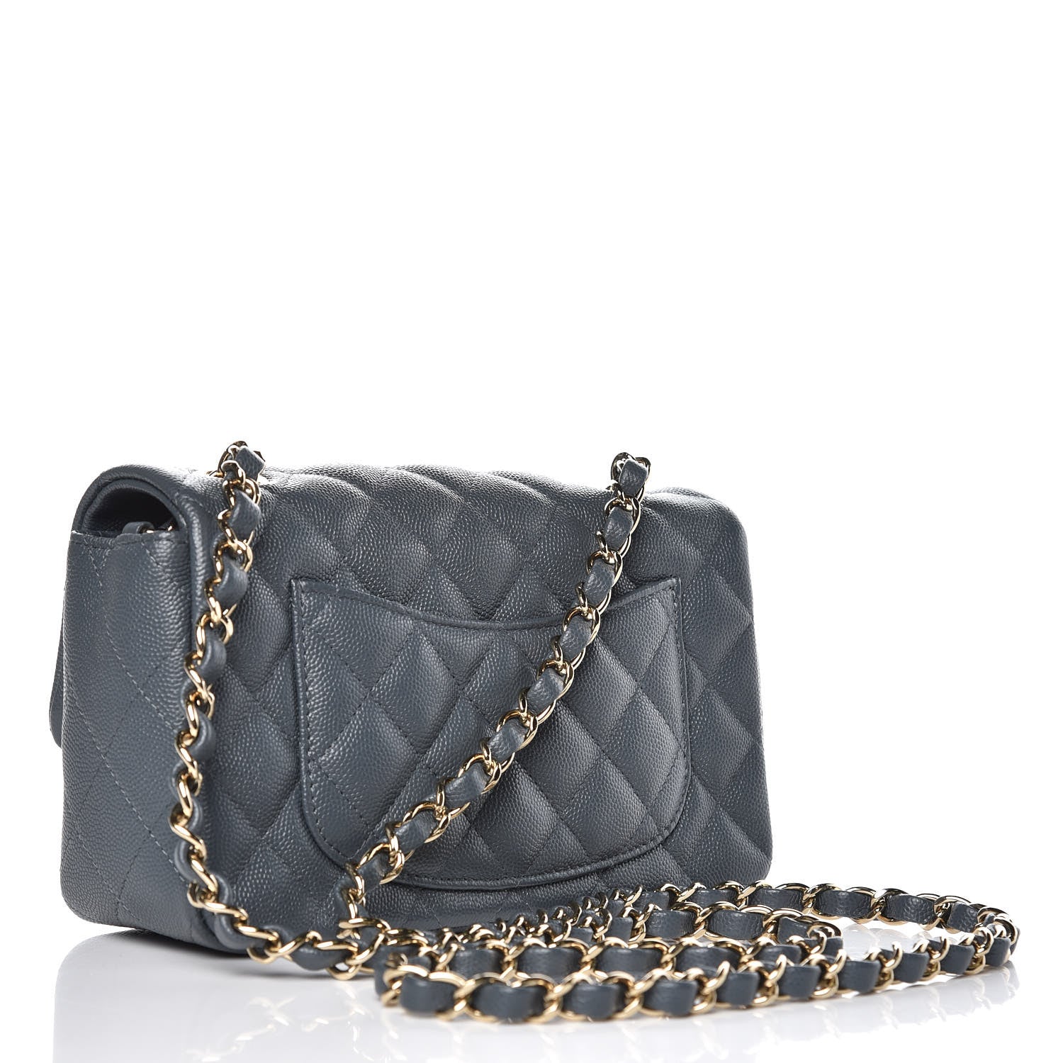 Chanel Caviar Quilted Mini Rectangular Flap Dark Grey 3 of 8