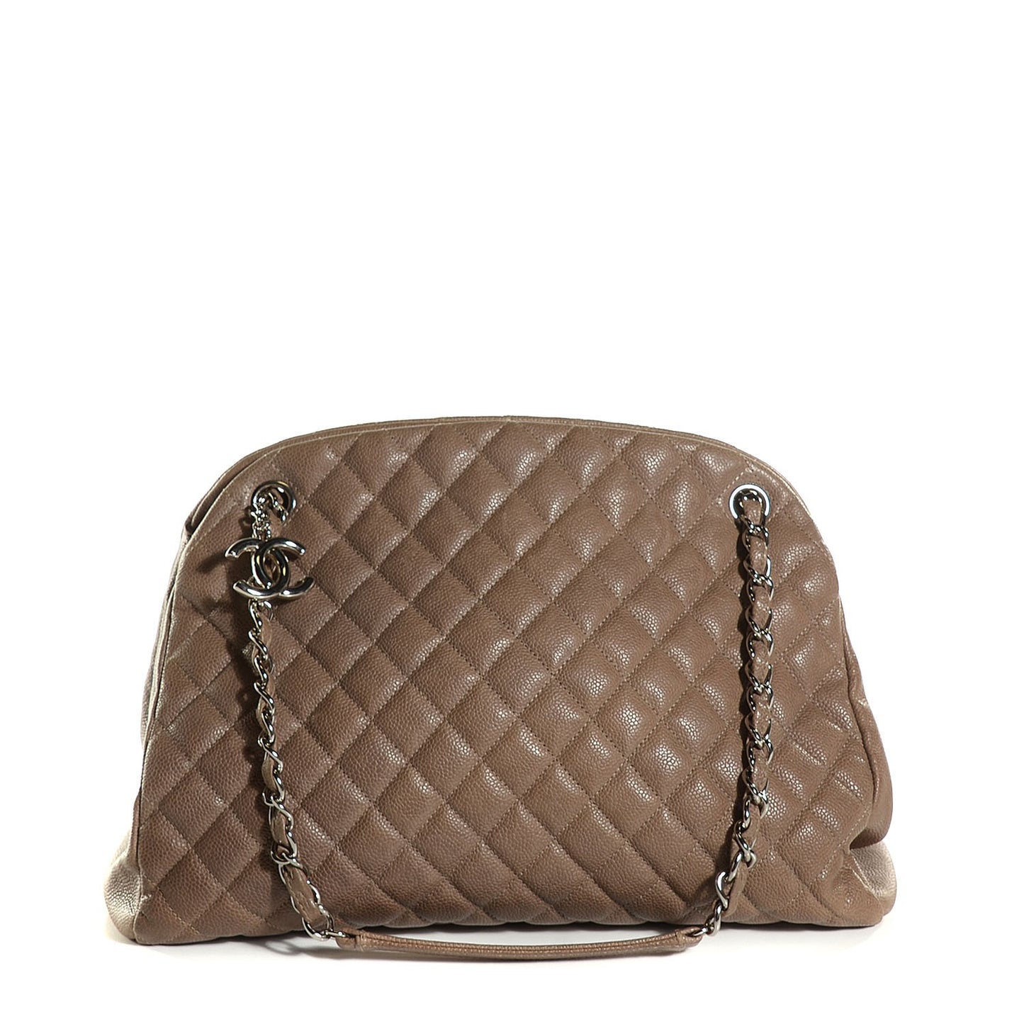 Caviar Quilted Large Just Mademoiselle Bowling Bag Grey