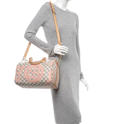 Louis Vuitton Damier Azur Tahitienne Speedy Bandouliere 30 Rose Ballerine 2 of 6