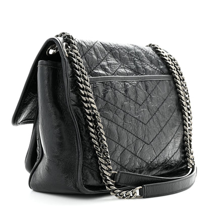 Saint Laurent Crinkled Calfskin Matelasse Monogram Medium Niki Chain Satchel Black 3 of 11