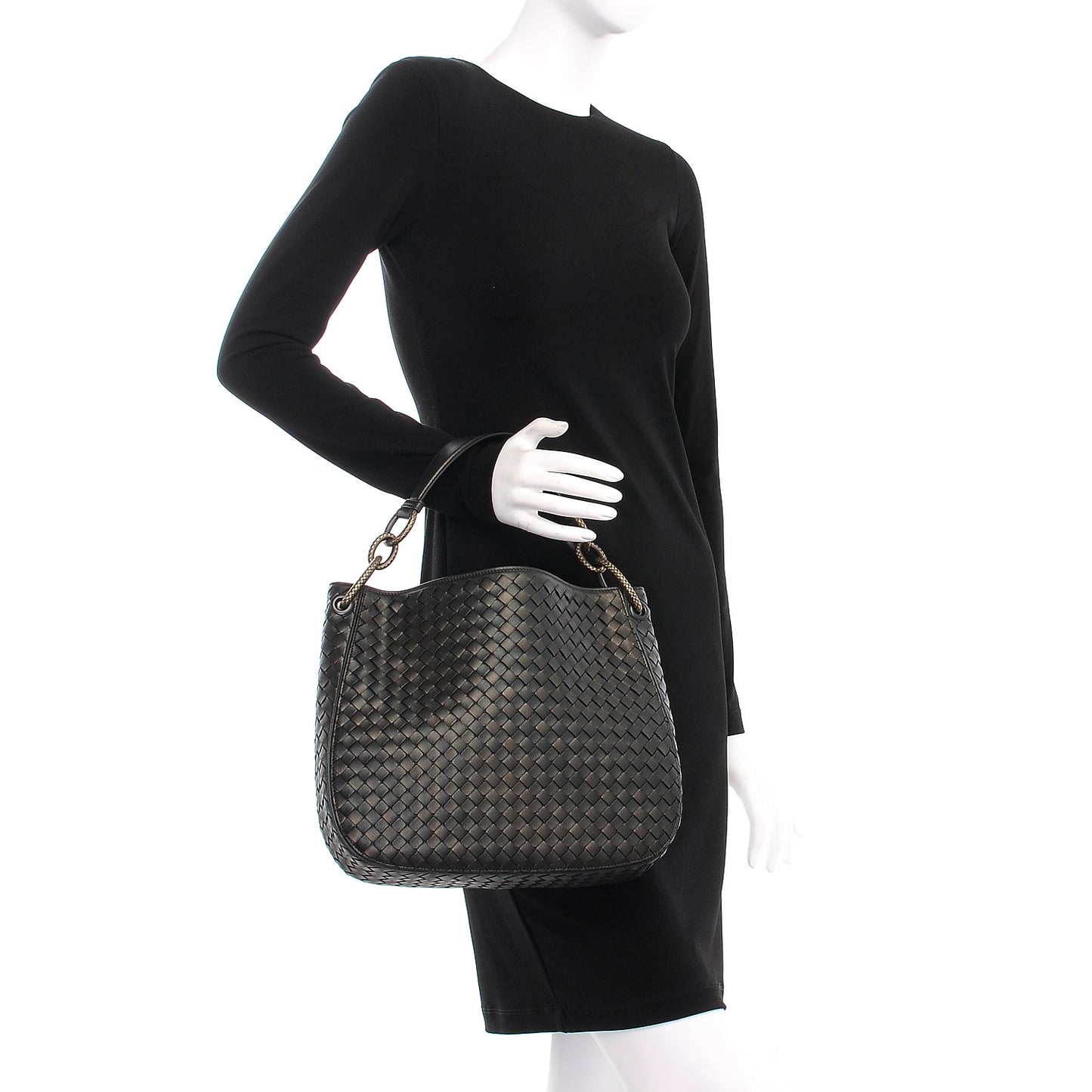 Nappa Intrecciato Small Loop Dark Bronze