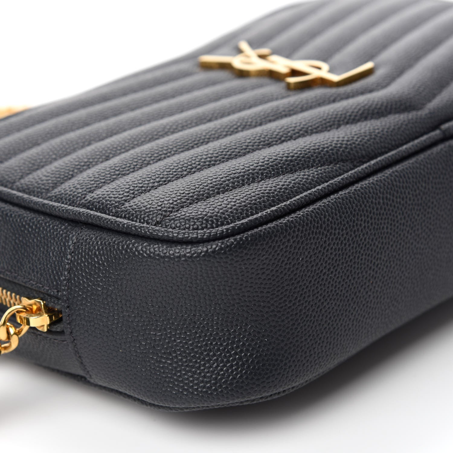 Saint Laurent Grain De Poudre Matelasse Monogram Mini Lou Camera Bag Dark Smog 6 of 10
