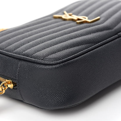 Saint Laurent Grain De Poudre Matelasse Monogram Mini Lou Camera Bag Dark Smog 6 of 10