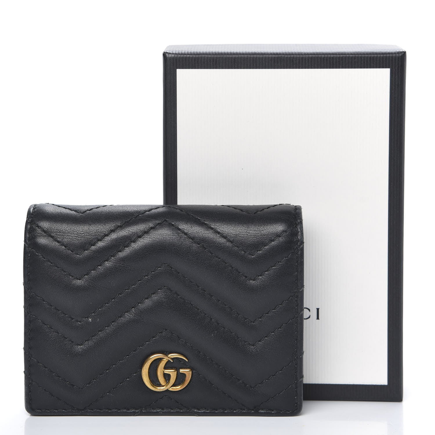 Gucci Calfskin Matelasse GG Marmont Card Case Wallet Black 13 of 13