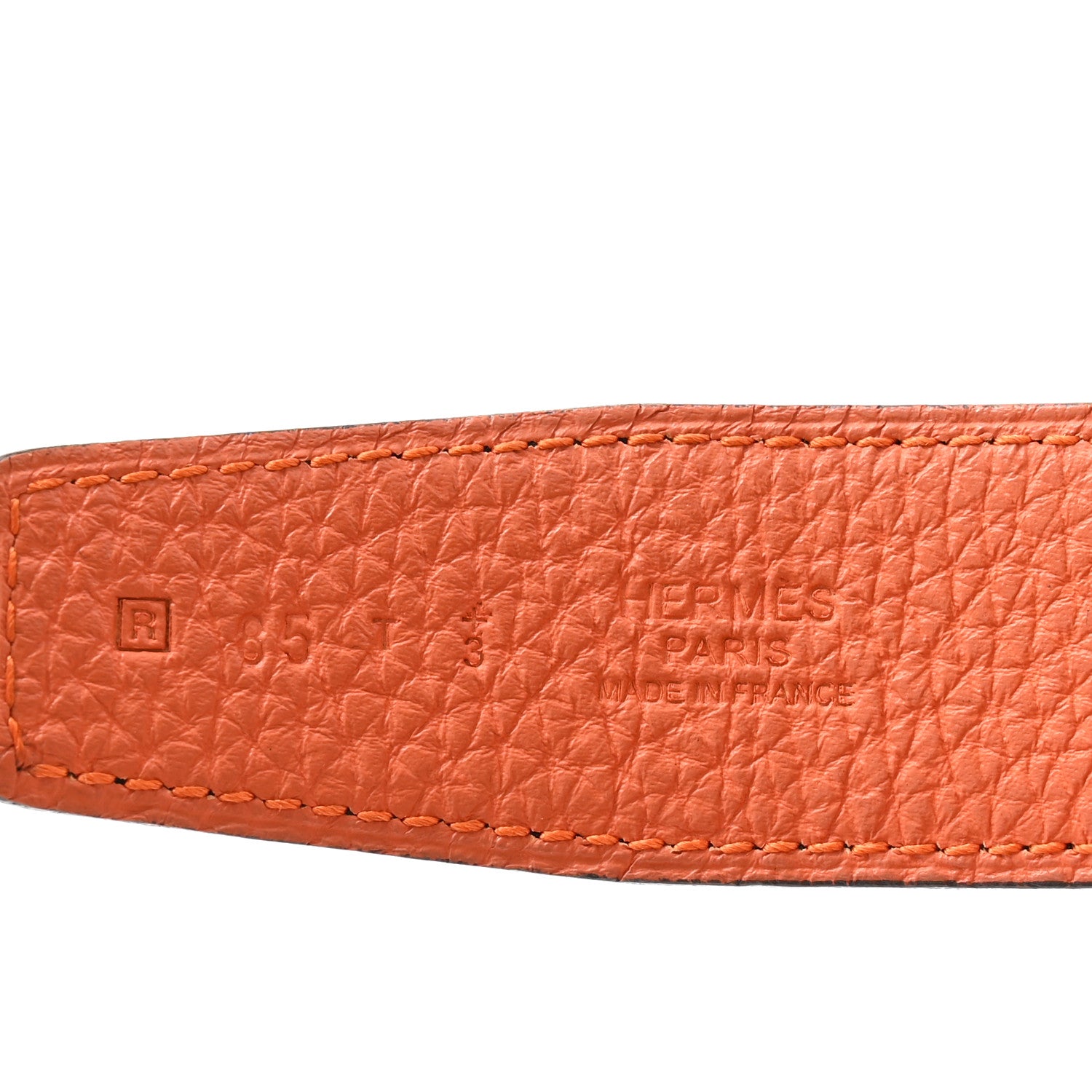 Hermes Box Togo 32mm Striee H Belt 85 34 Black Orange 5 of 7