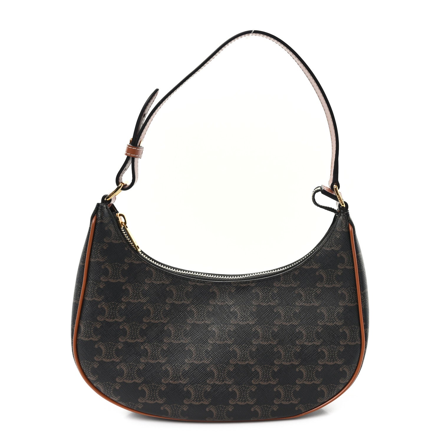 Celine Triomphe Canvas Calfskin Ava Shoulder Bag Tan 1 of 11