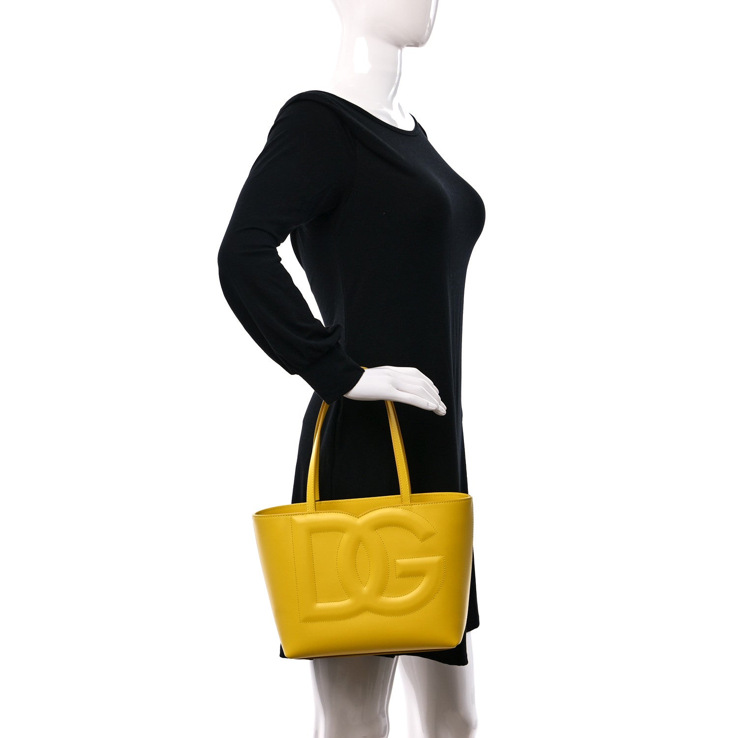 Dolce & Gabbana Calfskin Small DG Logo Shopper Tote Yellow 2 of 8