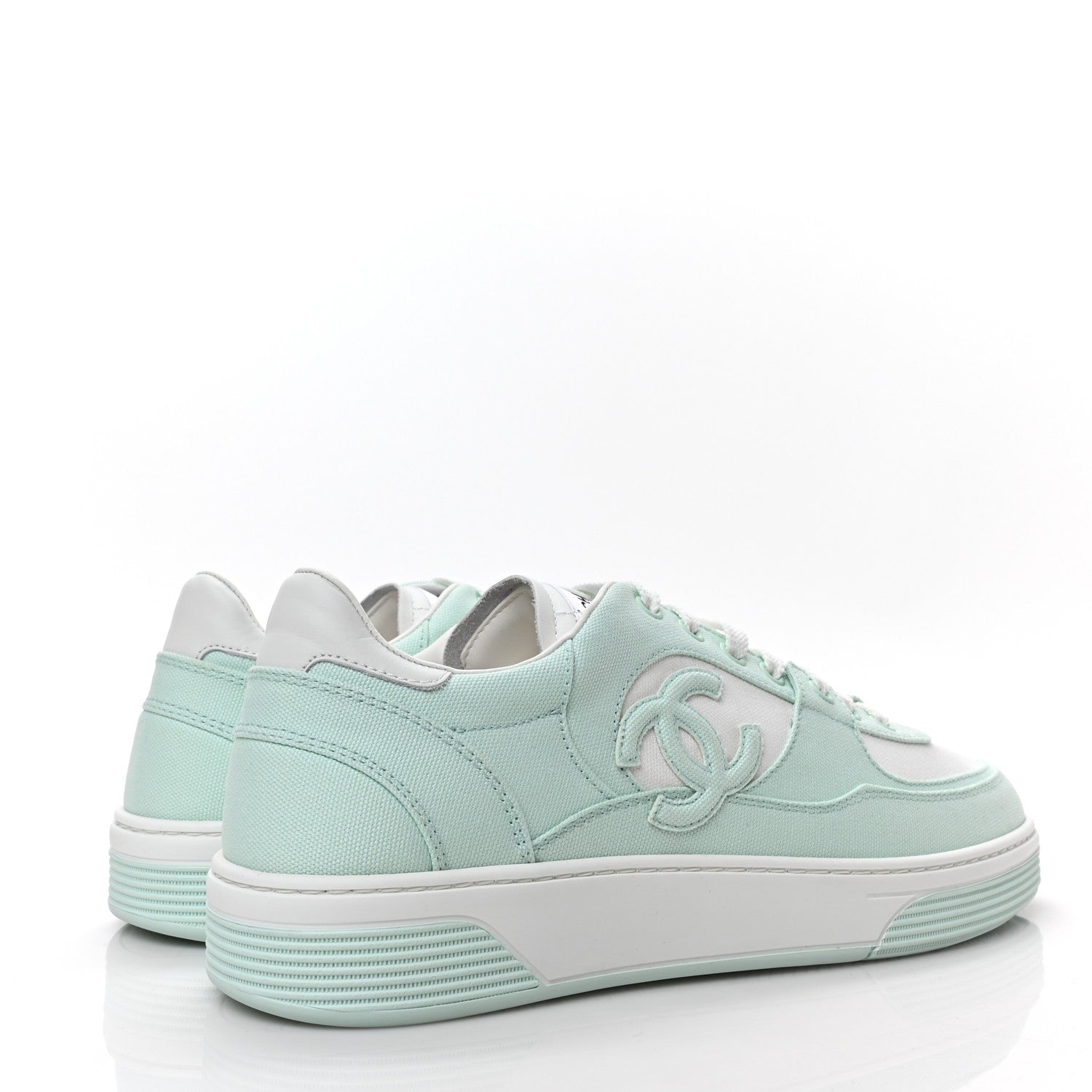 Chanel Cotton Sneakers 41 Light Turquoise White 4 of 7