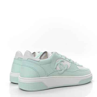 Chanel Cotton Sneakers 41 Light Turquoise White 4 of 7