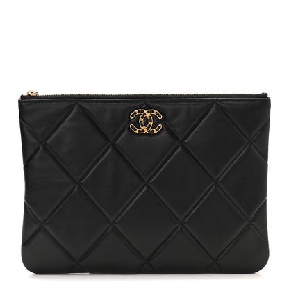 Chanel Goatskin Quilted Large Chanel 19 Pouch Black 1 of 11