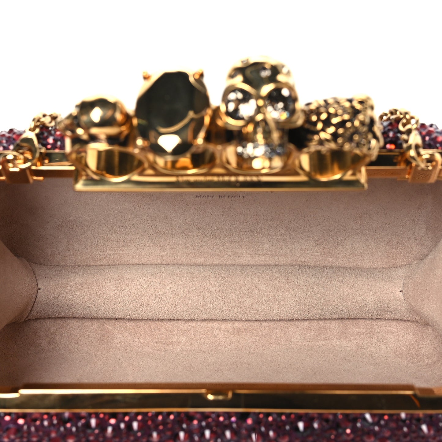 Crystal Jeweled Knuckle Duster Box Clutch Red