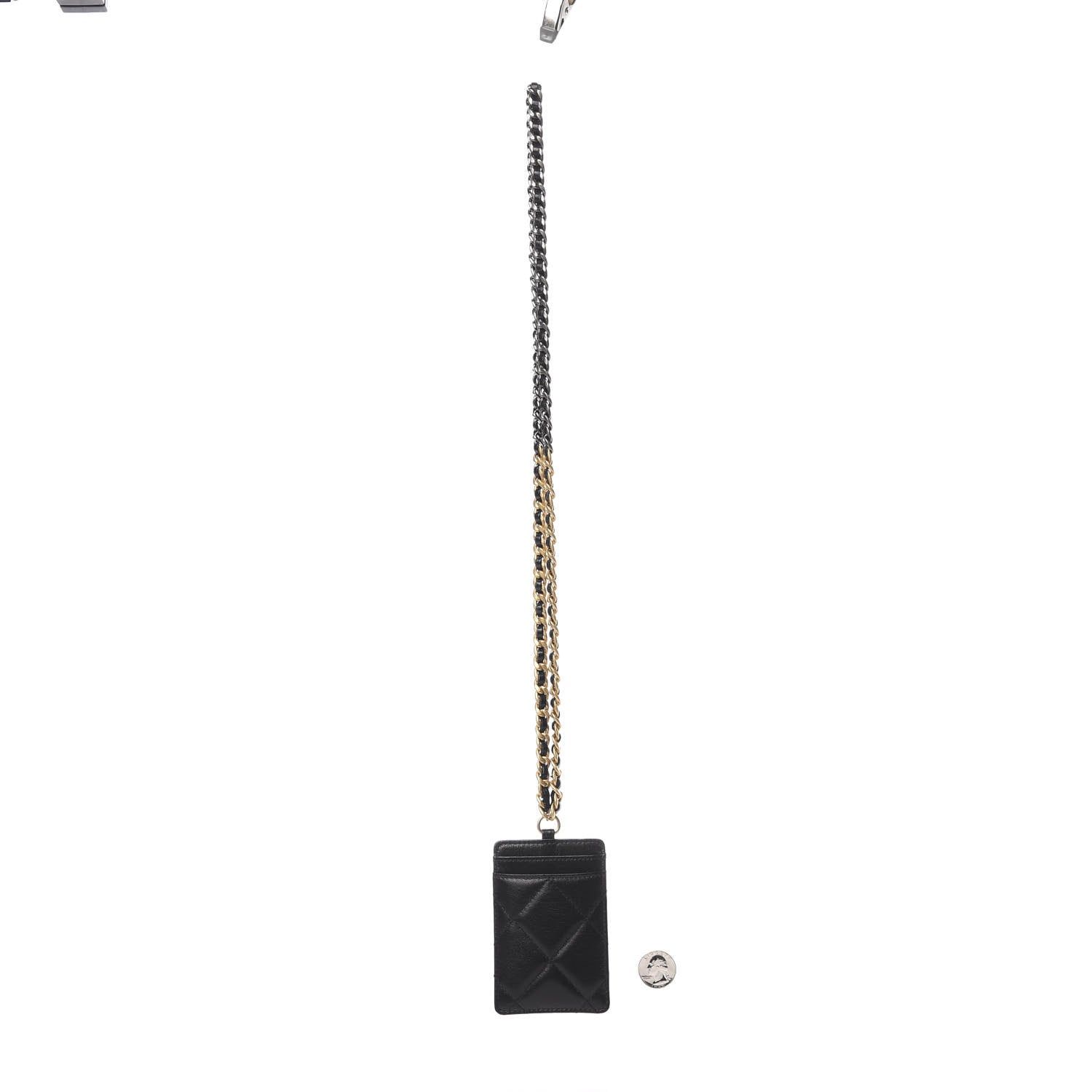 Chanel Goatskin Quilted 19 Card Holder On Chain Black 3 of 7