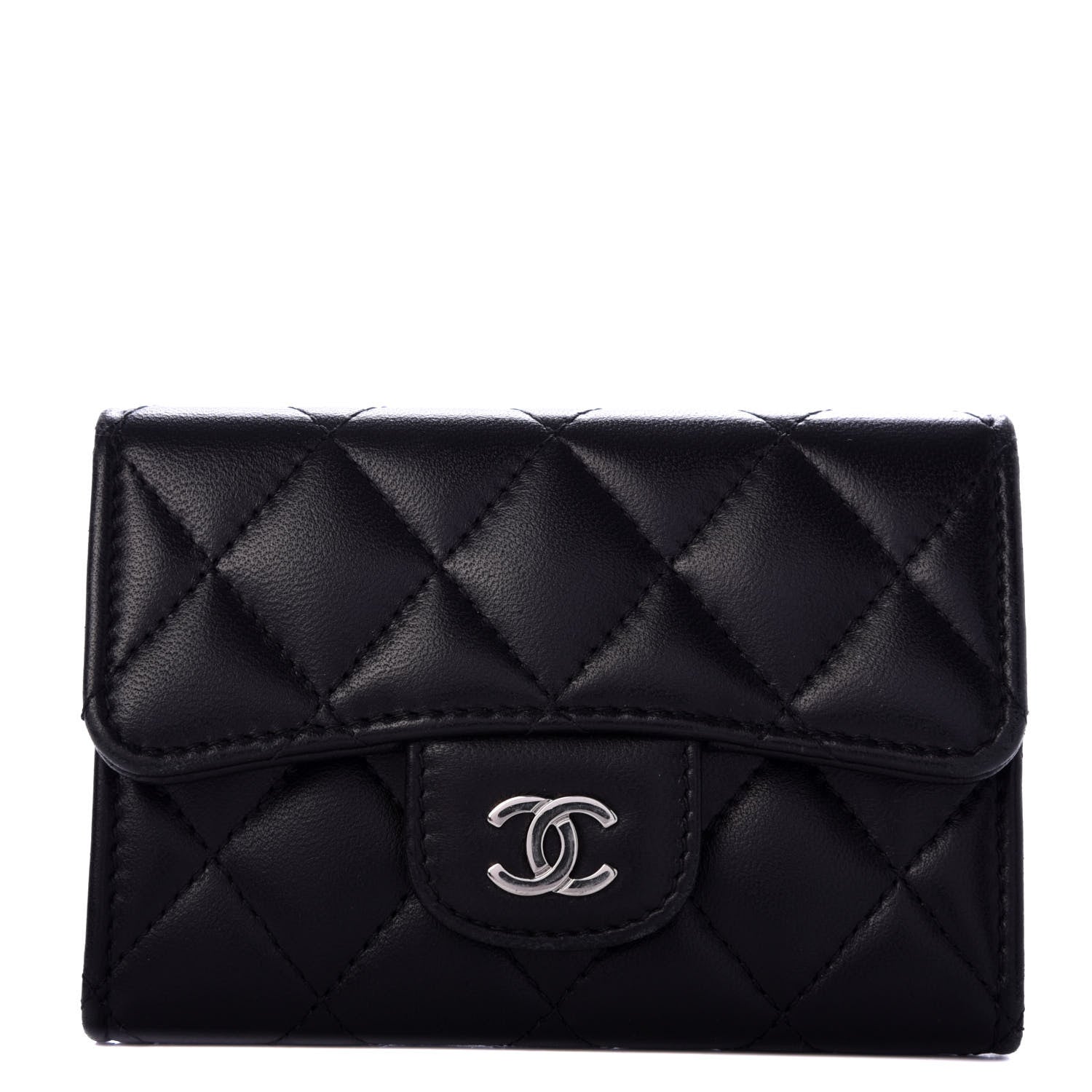 Chanel Lambskin Quilted Flap Card Holder Black 1 of 8