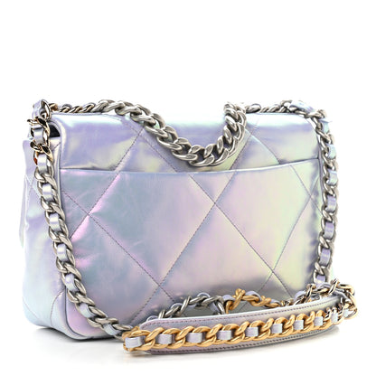 Chanel Iridescent Calfskin Quilted Medium Chanel 19 Flap Light Purple Blue 3 of 9