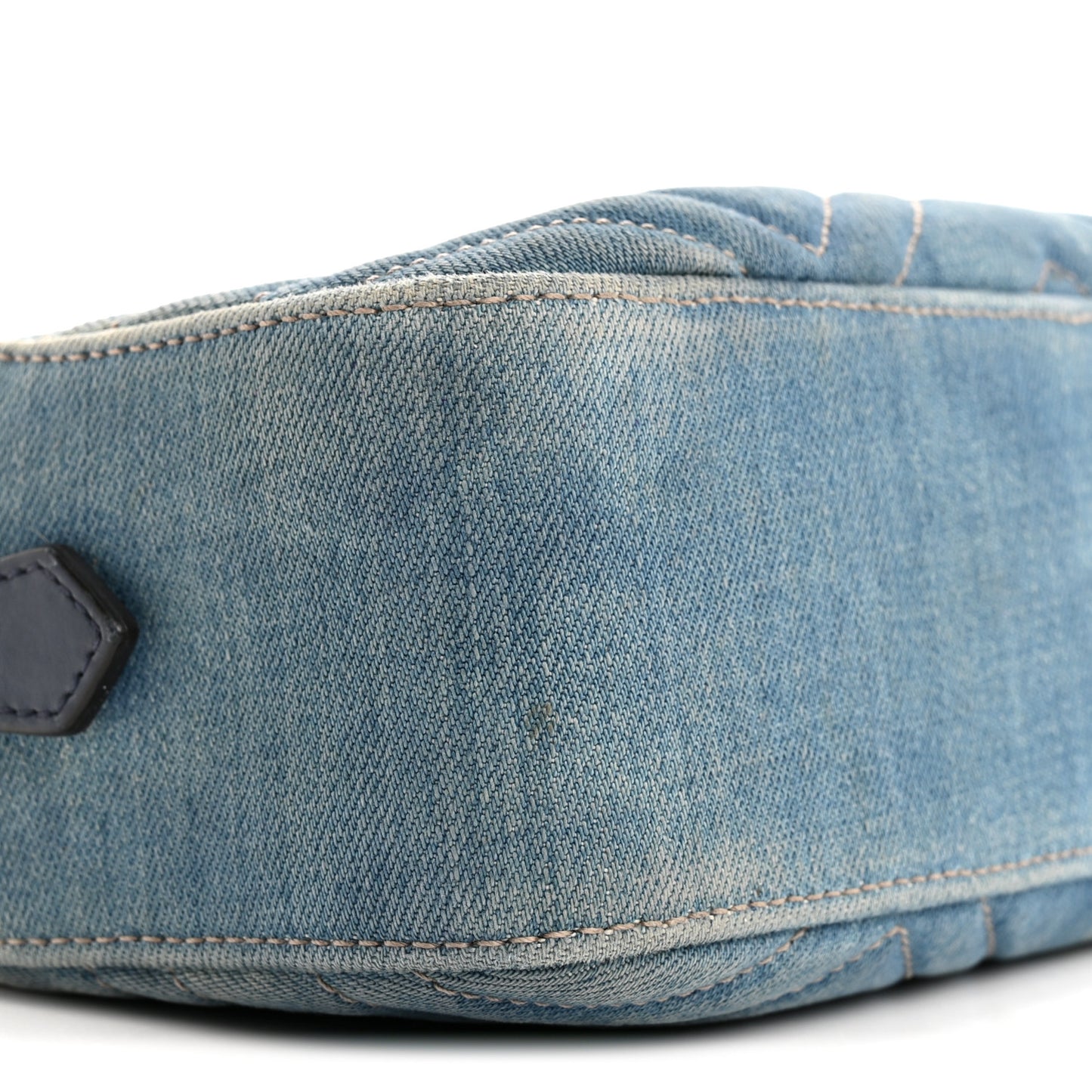 Denim Matelasse Small Pearly GG Marmont Chain Shoulder Bag Blue
