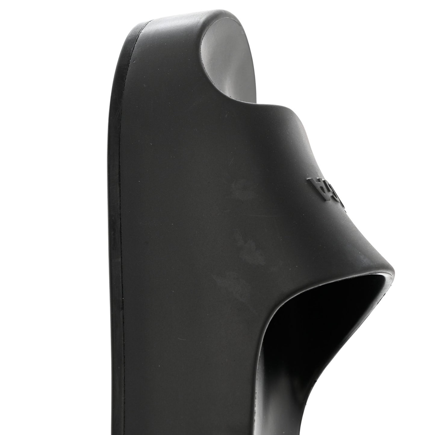 Rubber Chunky Platform Slide Sandals 38 Black