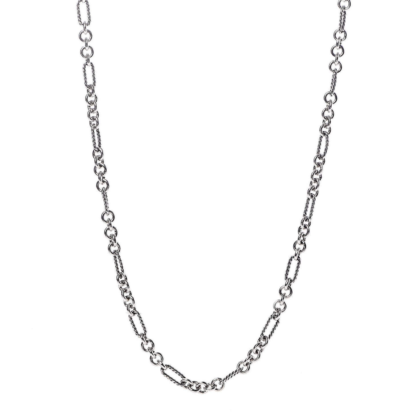 Sterling Silver 18K Yellow Gold Figaro Chain Link Necklace