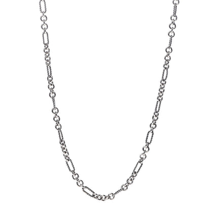 David Yurman Sterling Silver 18K Yellow Gold Figaro Chain Link Necklace 1 of 4