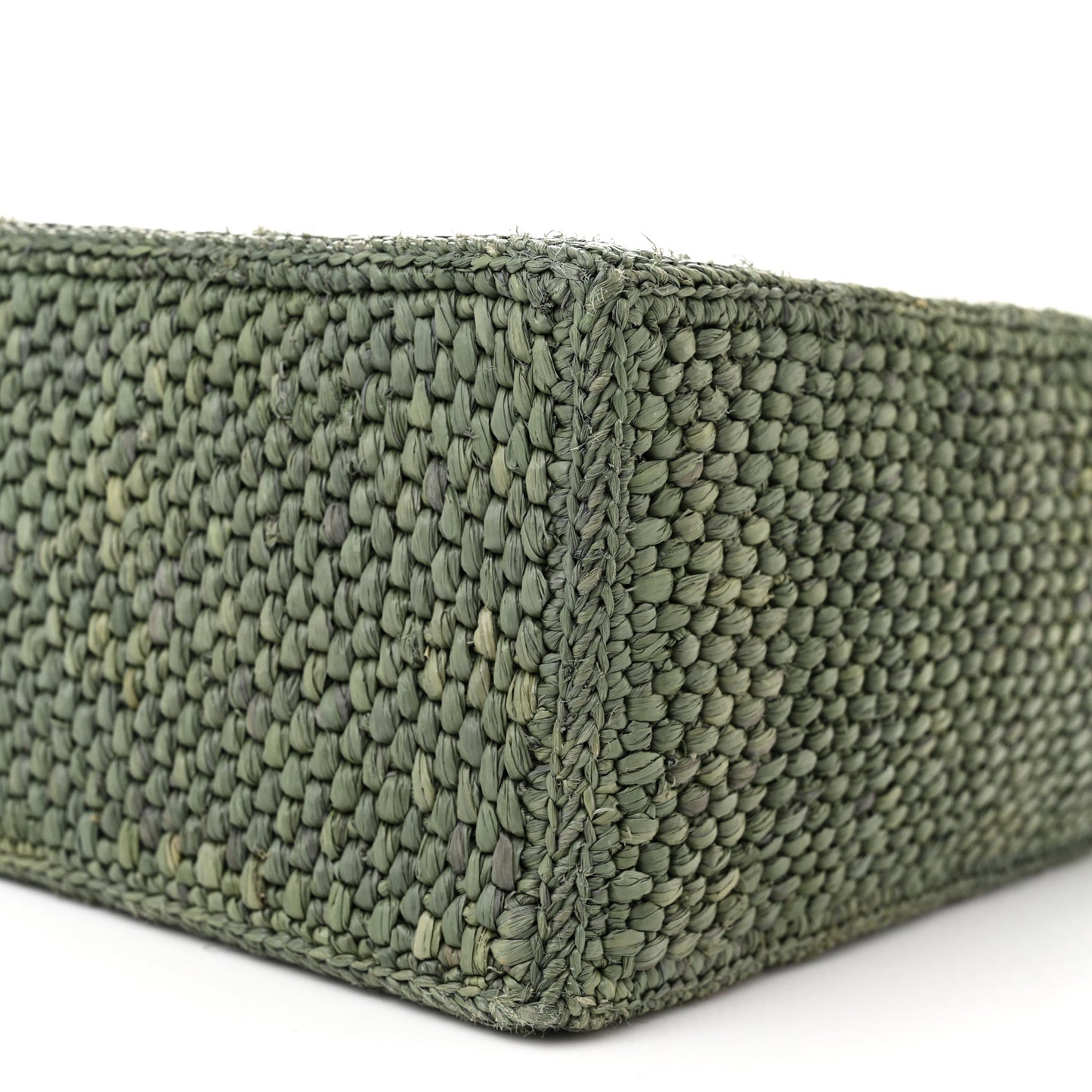 X SUNA FUJITA Raffia Small Font Tote Bottle Green