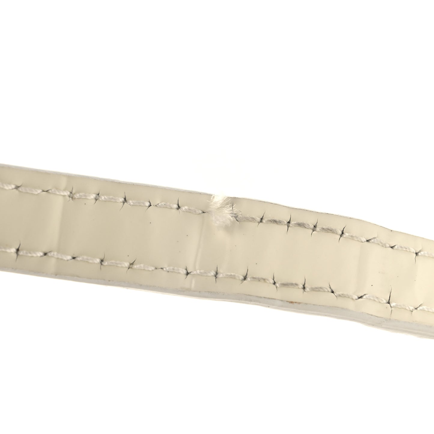 Semi Shiny Calfskin Crocodile Embossed Neo Classic Silver Hardware Mini City White
