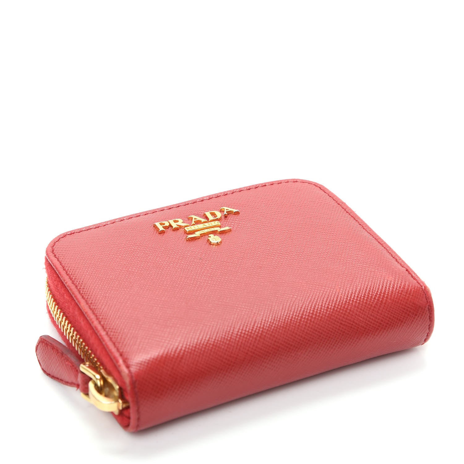Prada Saffiano Metal Zip Coin Purse Fuoco 4 of 12