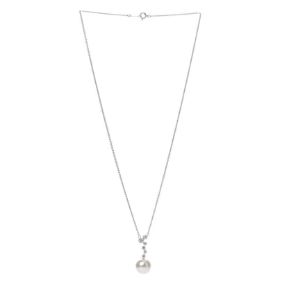Mikimoto 18K White Gold Diamond Akoya Pearl 11mm Pendant Necklace 3 of 6