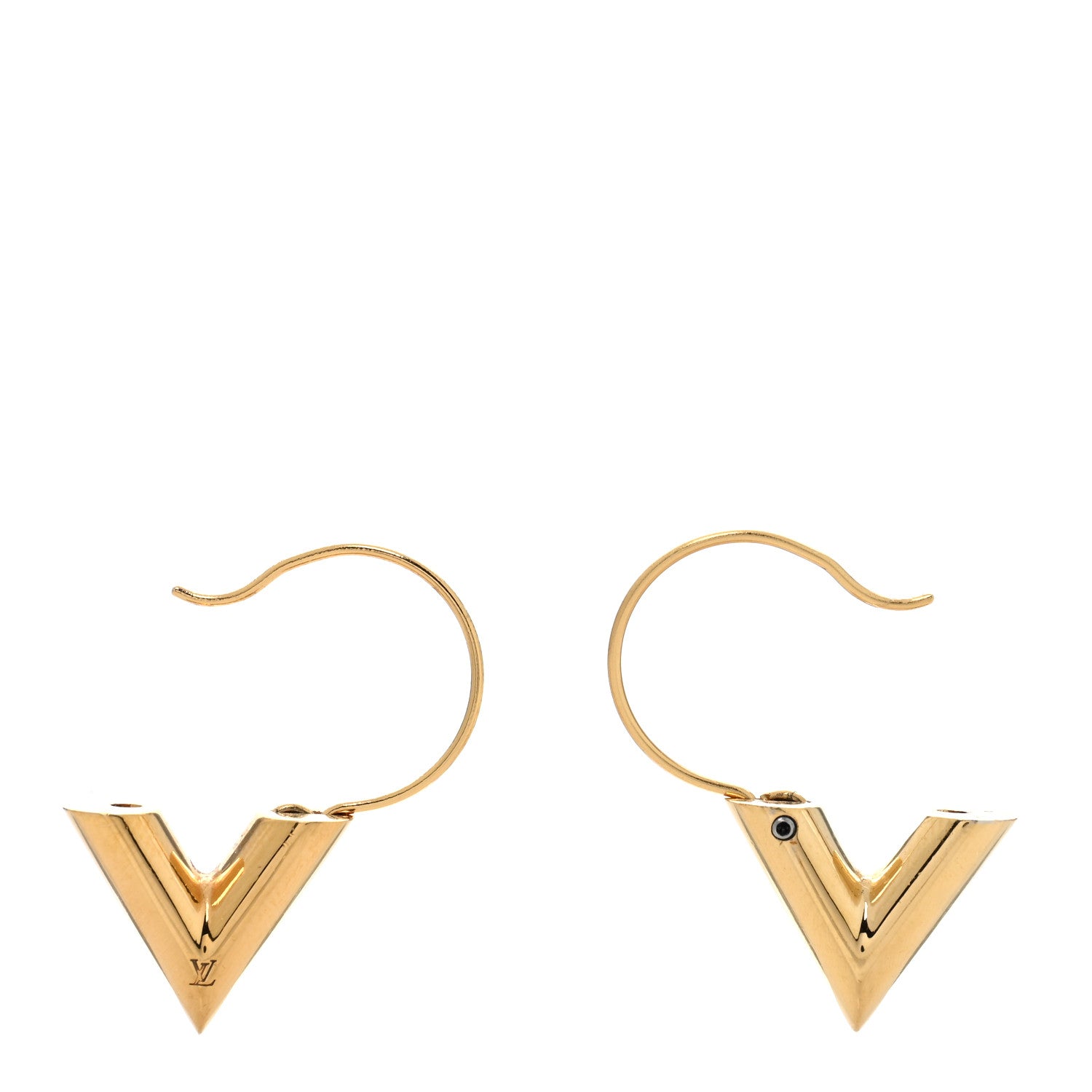 Louis Vuitton Brass Essential V Hoop Earrings Gold 3 of 5