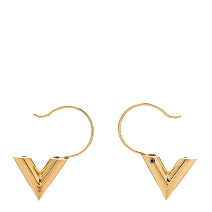 Louis Vuitton Brass Essential V Hoop Earrings Gold 3 of 5