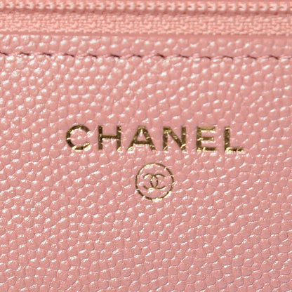 Chanel Iridescent Caviar Quilted Wallet on Chain WOC Rose Pink 8 of 11