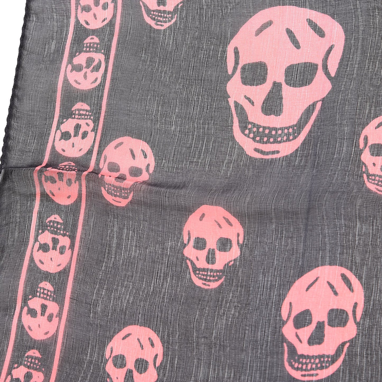 Silk Chiffon Skull Scarf Black Pink