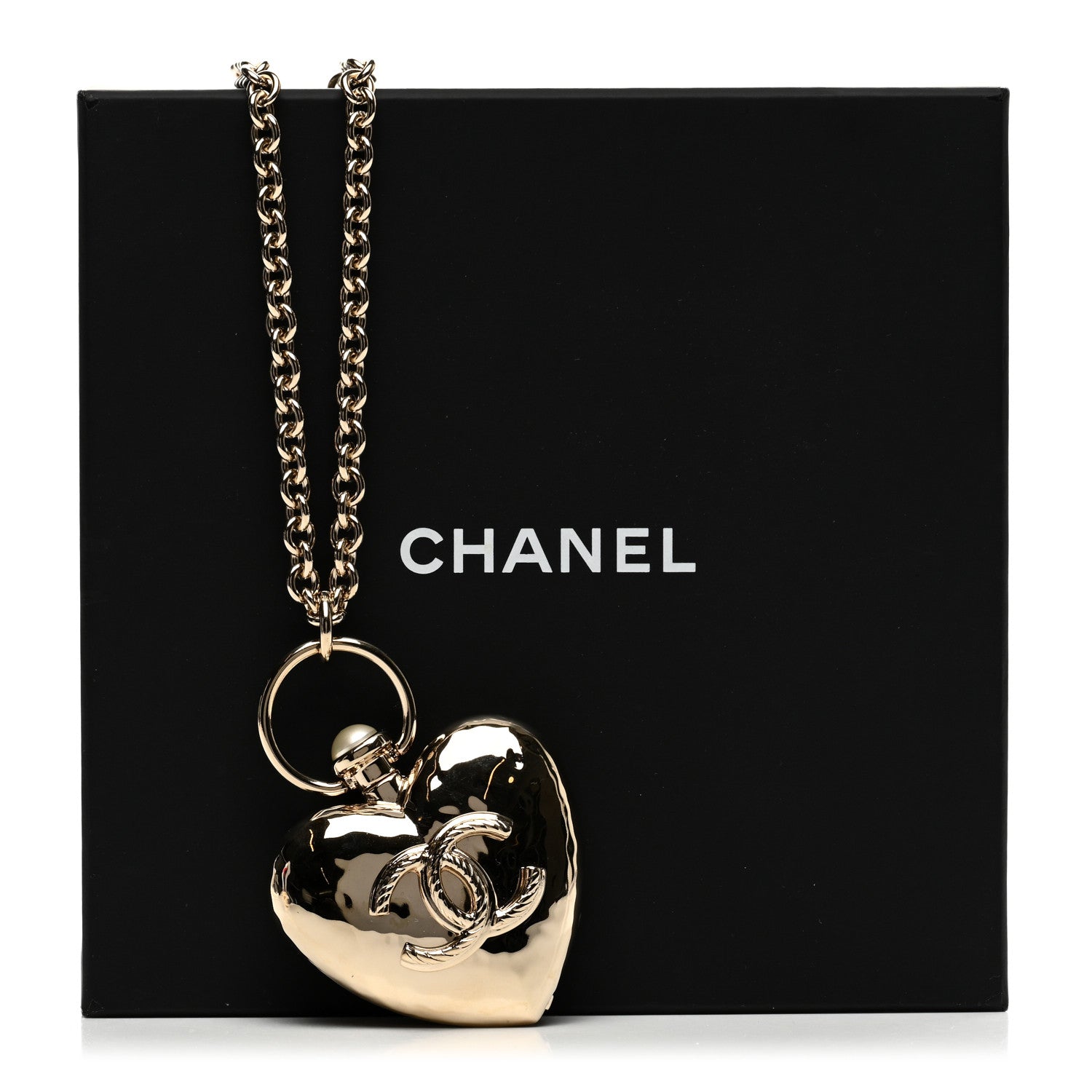 Chanel Metal CC Heart Locket Necklace Gold 6 of 6