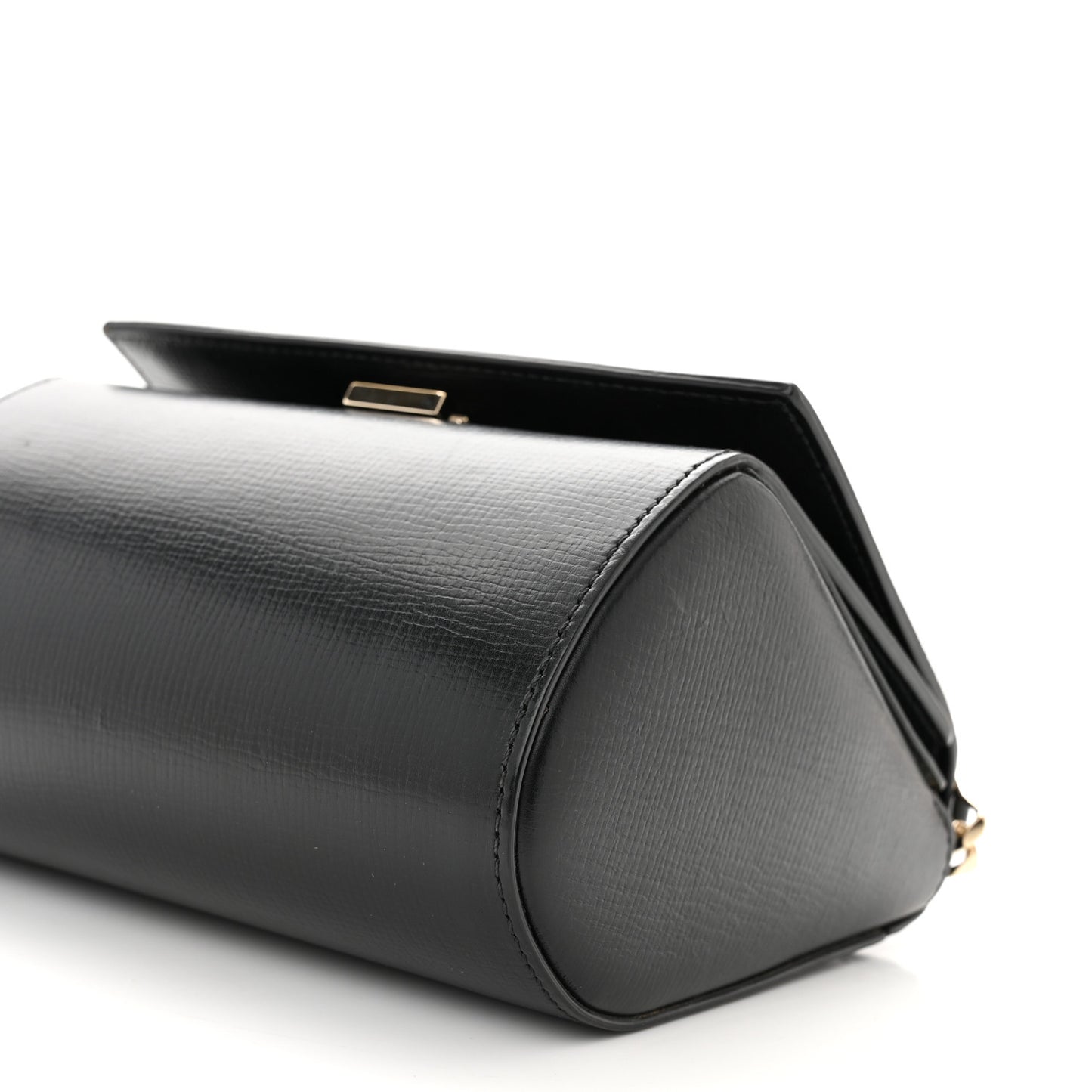 Textured Calfskin Mini Pandora Box Chain Crossbody Bag Black