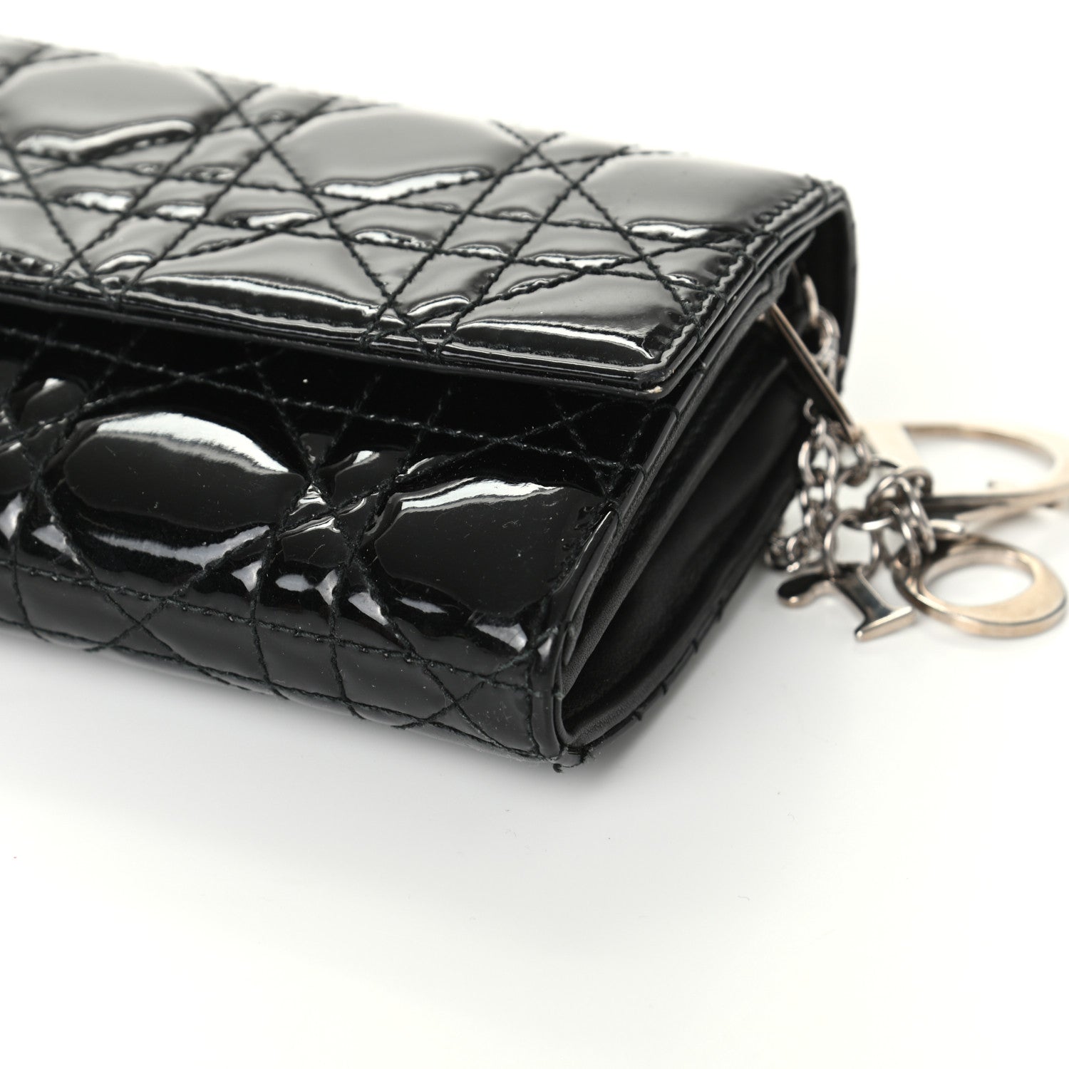 Christian Dior Patent Cannage Rendez-vous Chain Wallet Black 8 of 8