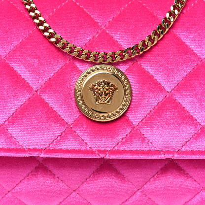 Versace Velvet Quilted Medusa Wallet On Chain Pink 7 of 9