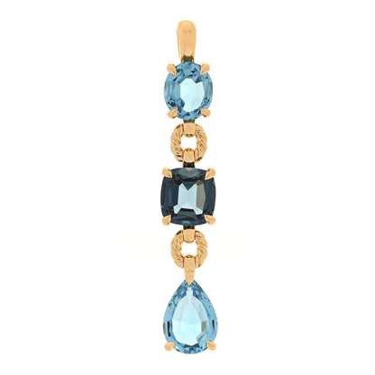 David Yurman 18K Yellow Gold Blue Topaz Marbella Y Pendant 1 of 4