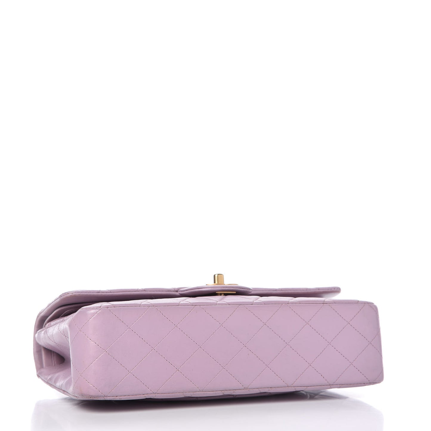 Lambskin Quilted Medium Double Flap Light Purple