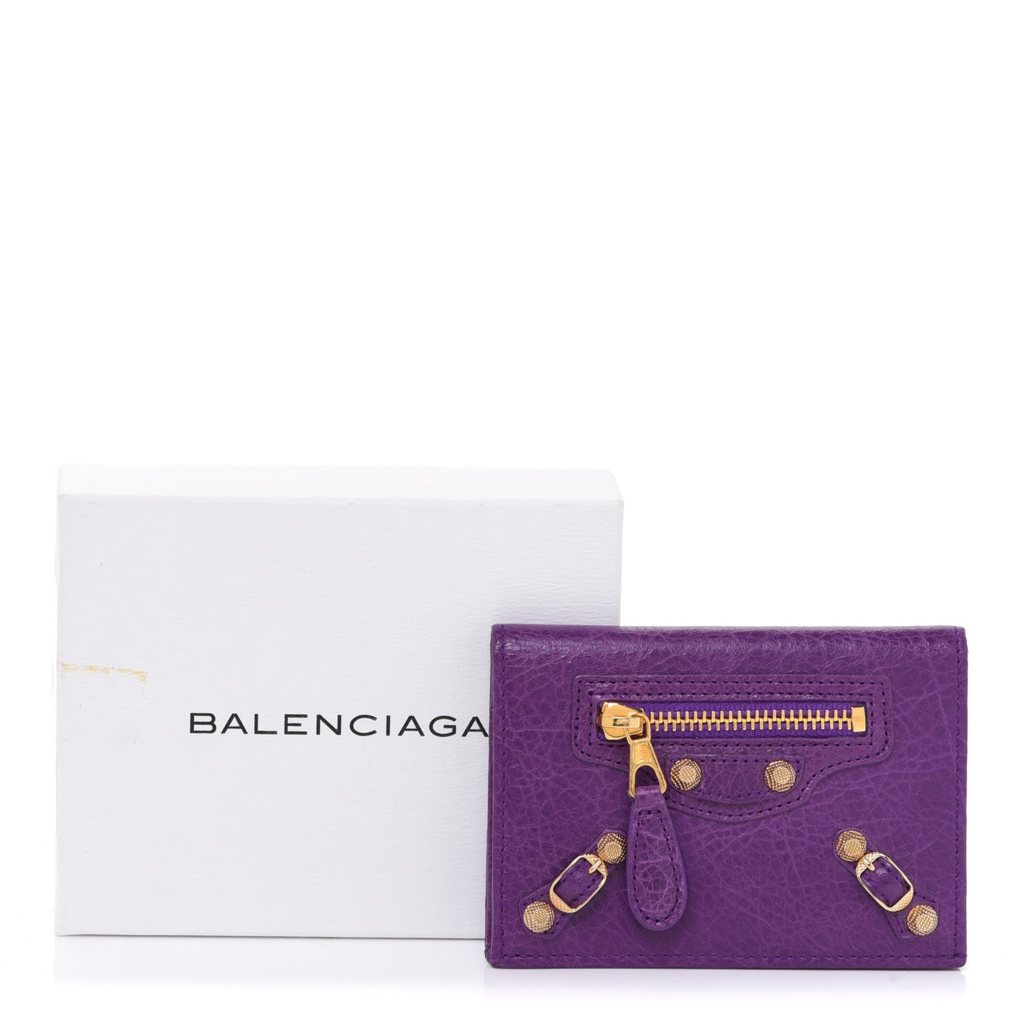 Agneau Giant 12 Gold Hardware Card Case Ultraviolet