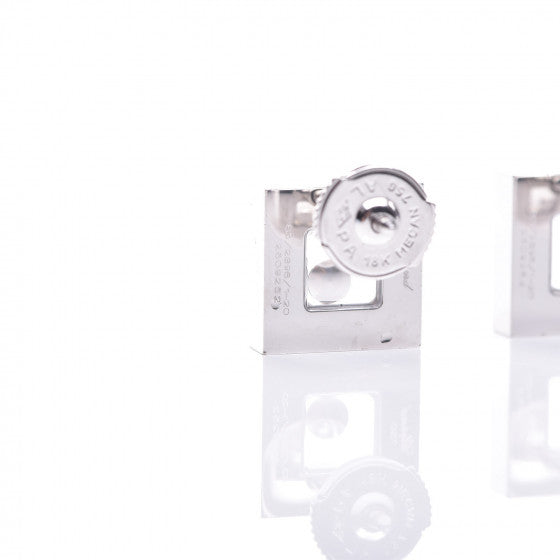 18K White Gold Diamond Ruby Happy Diamonds Square Earrings