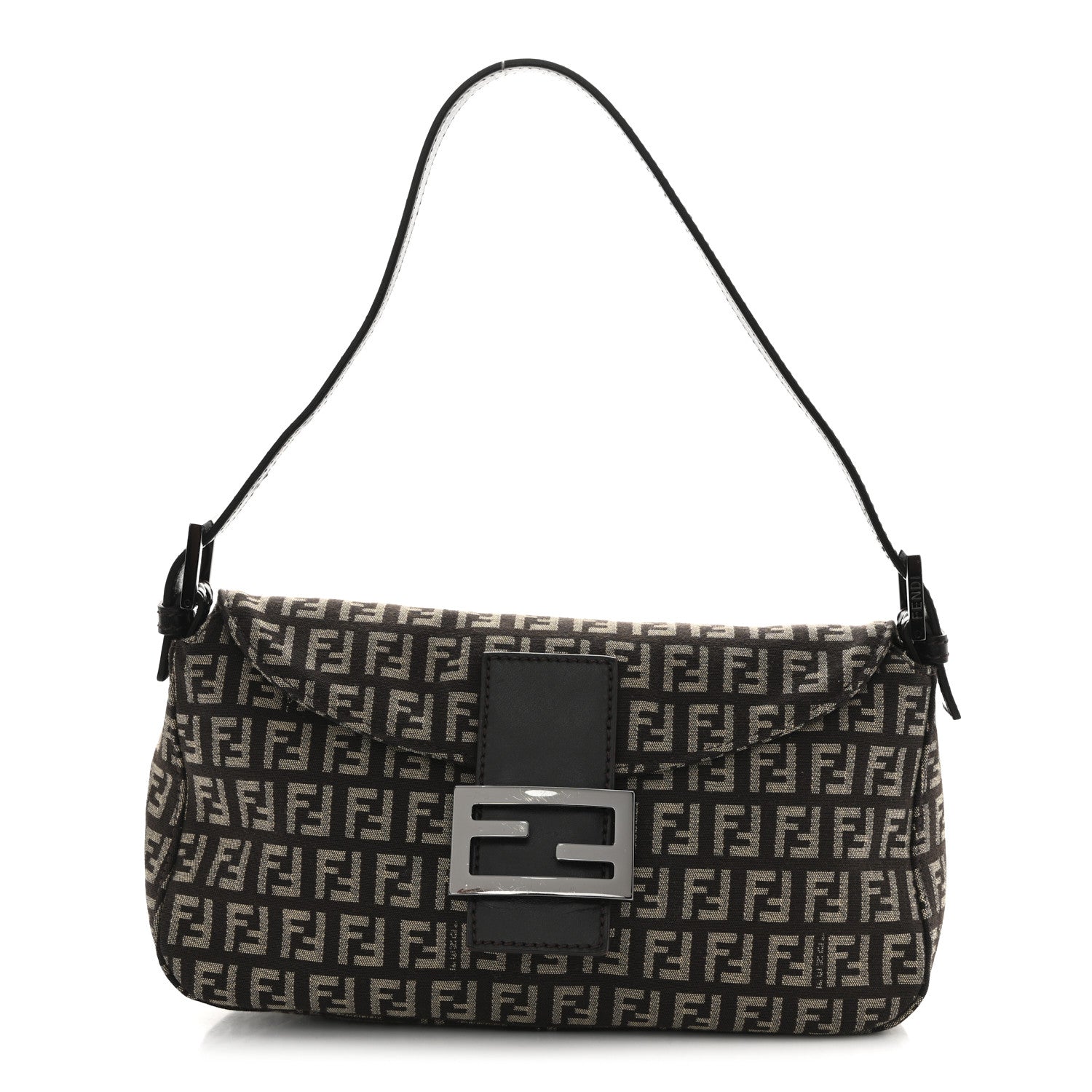 Fendi Zucchino Vitello Baguette Mogano Panna Bruciato 1 of 14