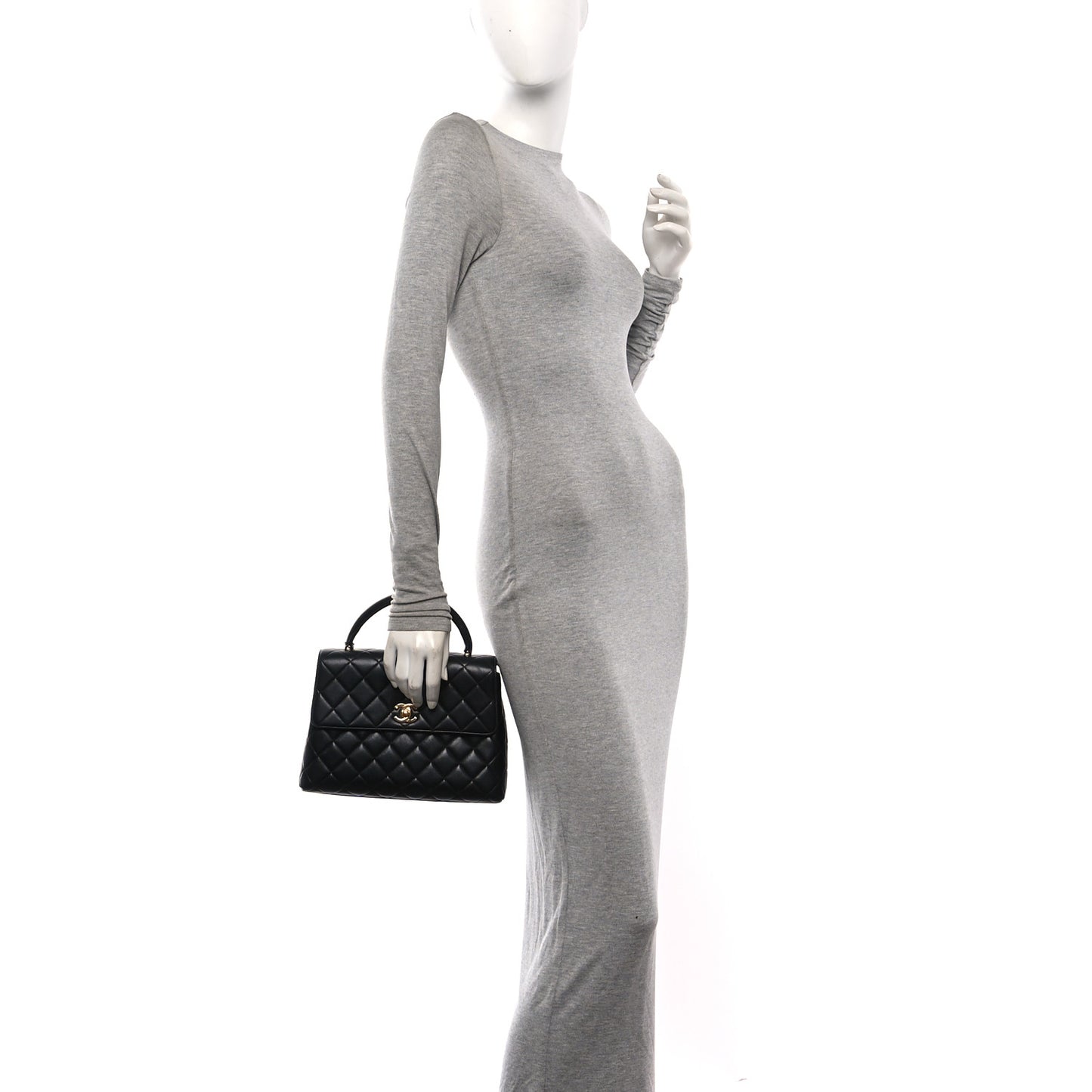 Lambskin Quilted Medium Kelly Flap Bag Black