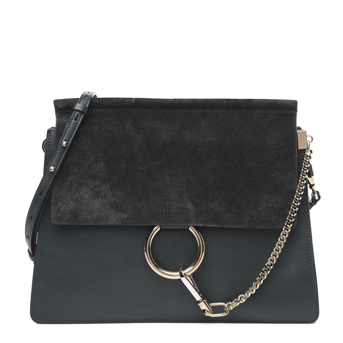 Suede Calfskin Medium Faye Shoulder Bag Silver Blue