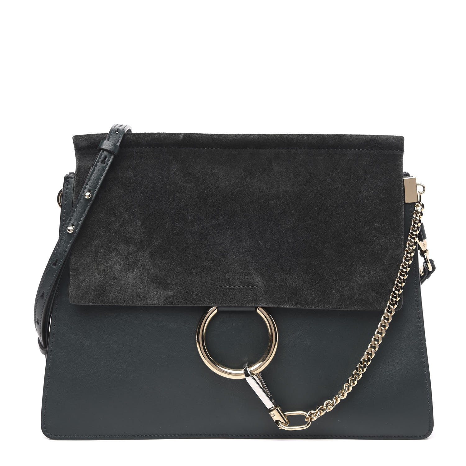 Chloe Suede Calfskin Medium Faye Shoulder Bag Silver Blue 1 of 11