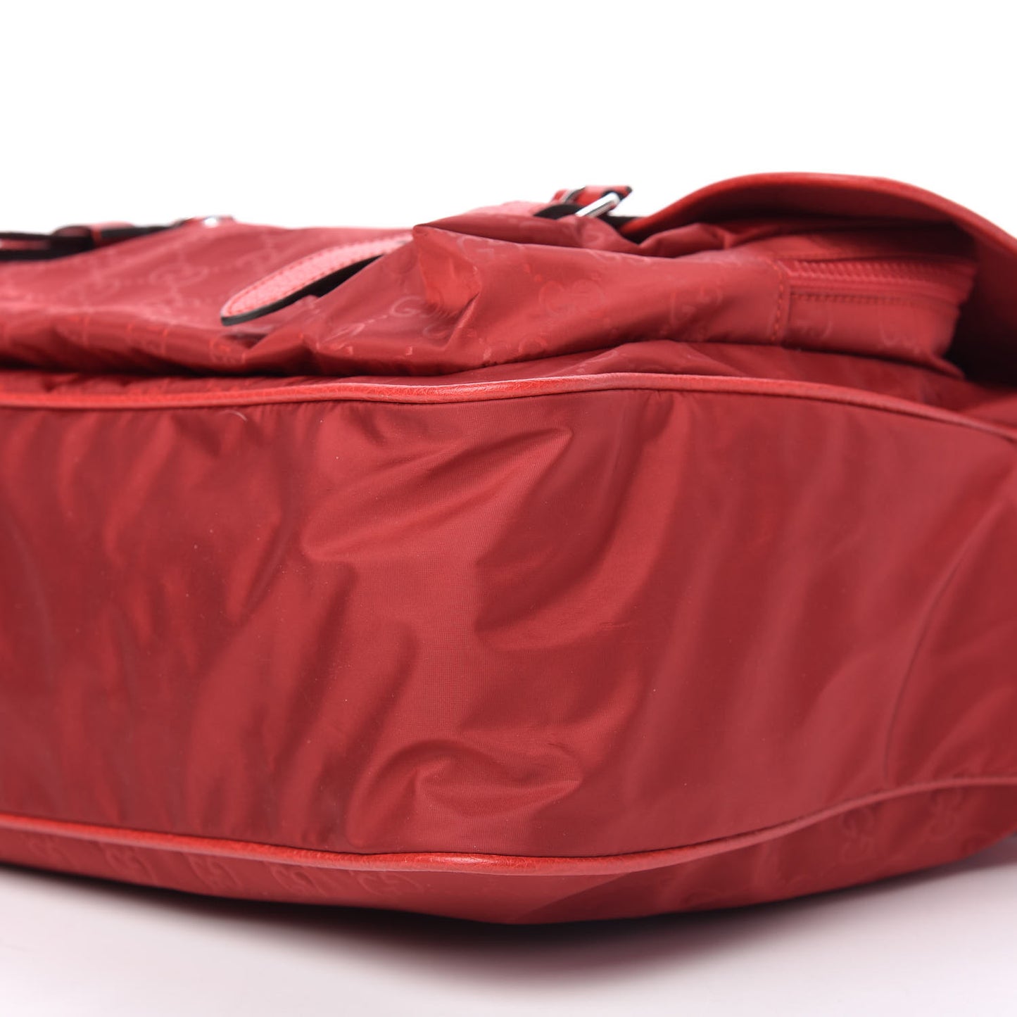 Nylon Monogram Double Buckle Flap Messenger Bag Vibrant Red