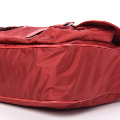 Gucci Nylon Monogram Double Buckle Flap Messenger Bag Vibrant Red 7 of 10