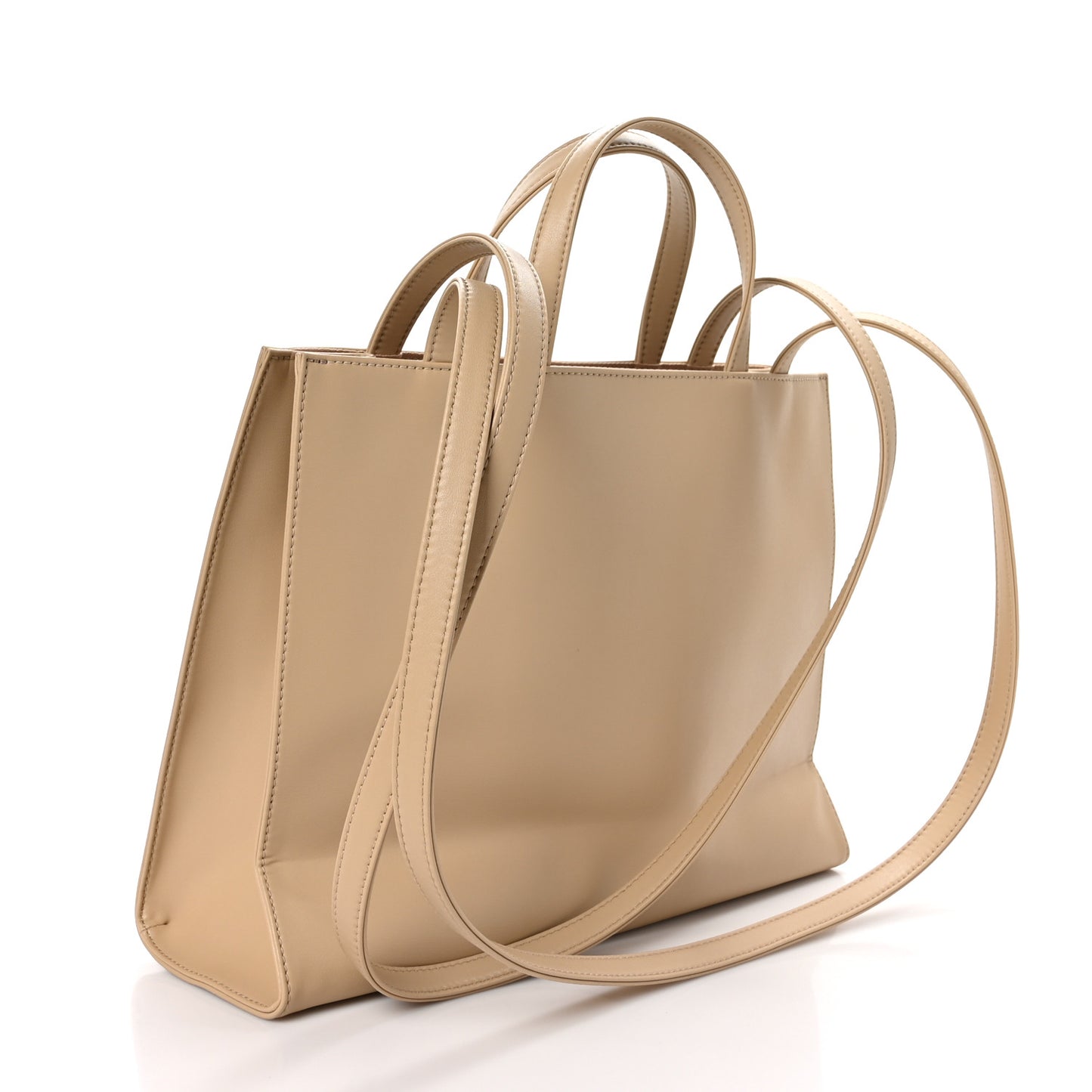 Vegan Leather Medium Shopping Bag Cream
