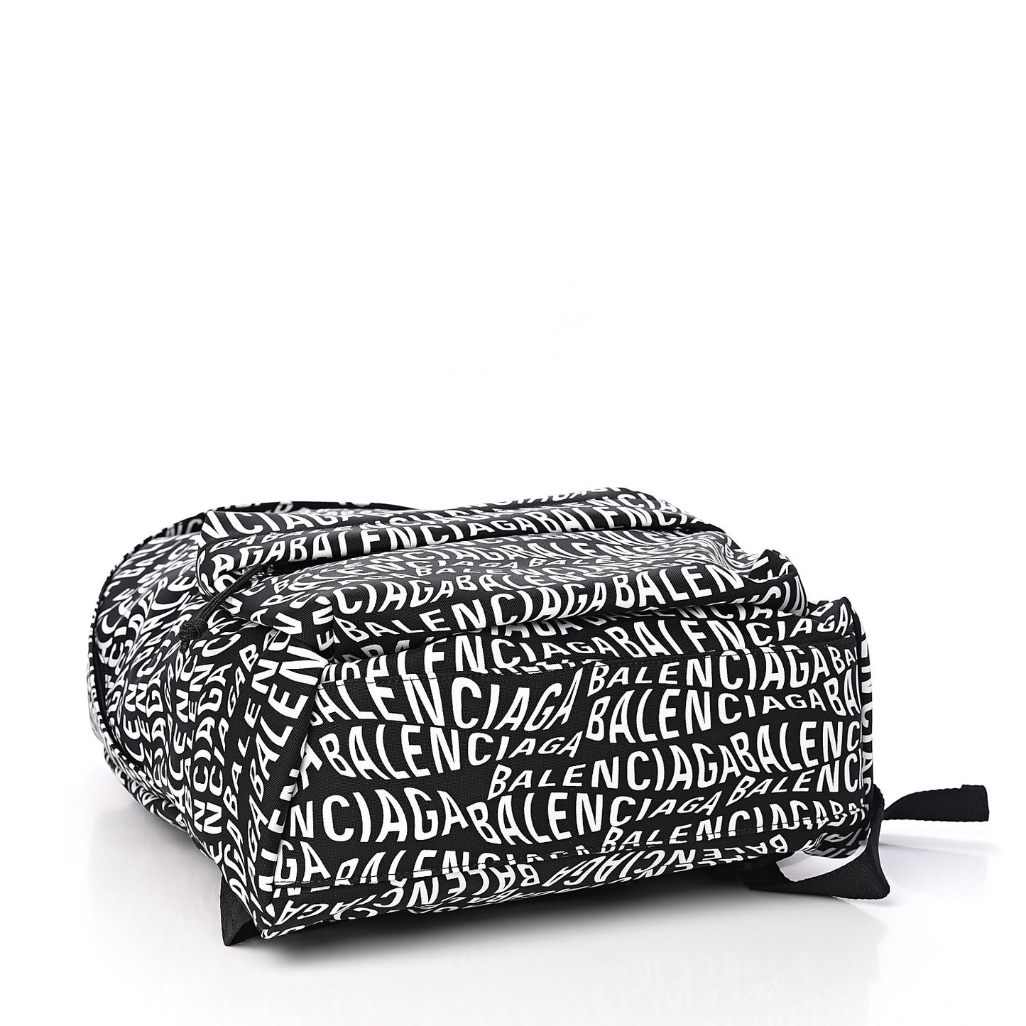 Nylon Wave Logo Printed Wheel Backpack Black White